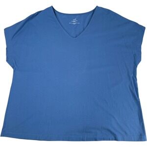 JJill Luxe Supima Modal Rayon Spandex V Neck Easy Tee Shirt Women XL Blue